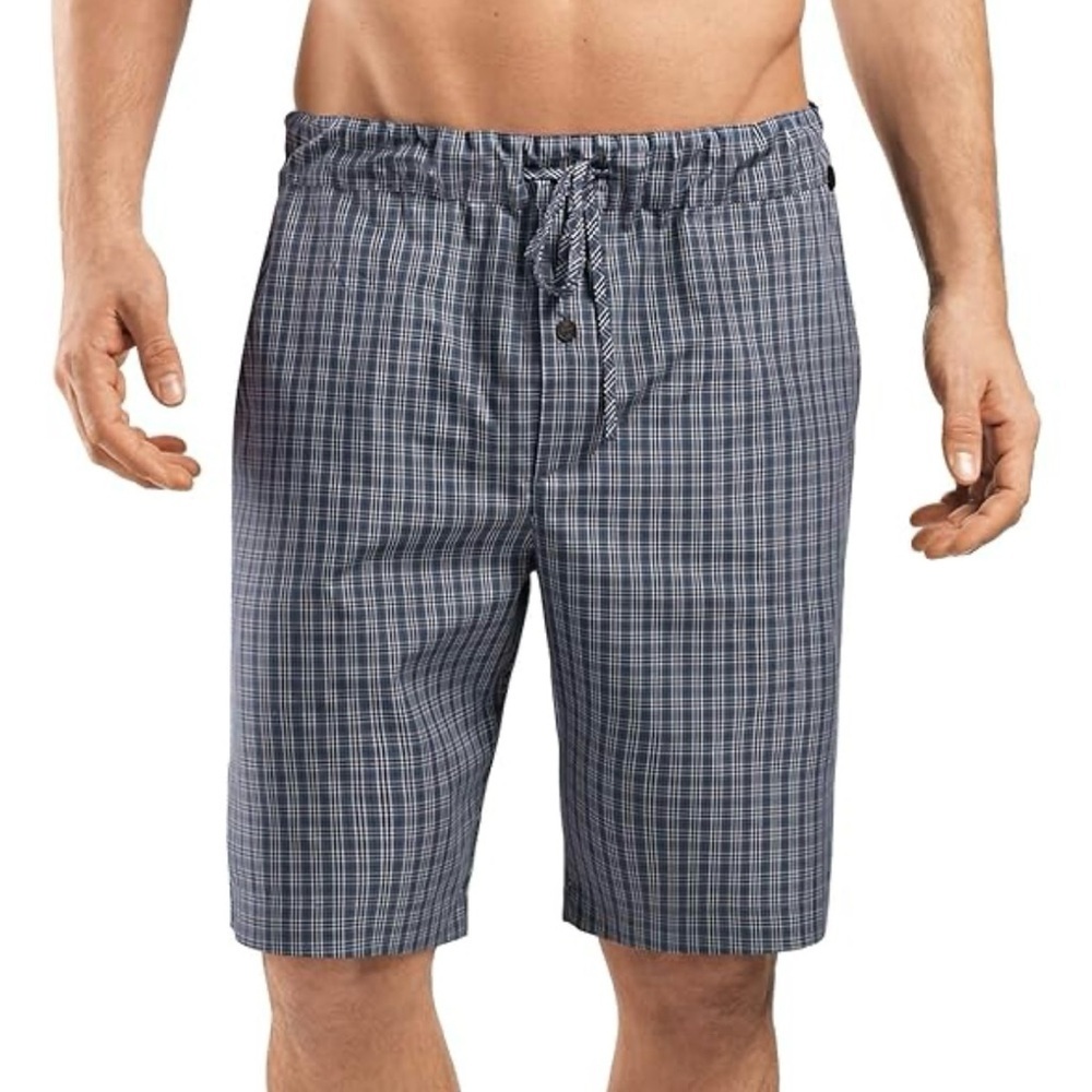 Hanro Mens Night and Day Woven Striped Lounge Shorts XXL Blue White Drawstring